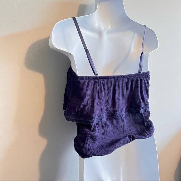 Garage XS Navy Tank Top Elastic Top and Bottom Sleeveless Cropped Top - Picture 6 of 9